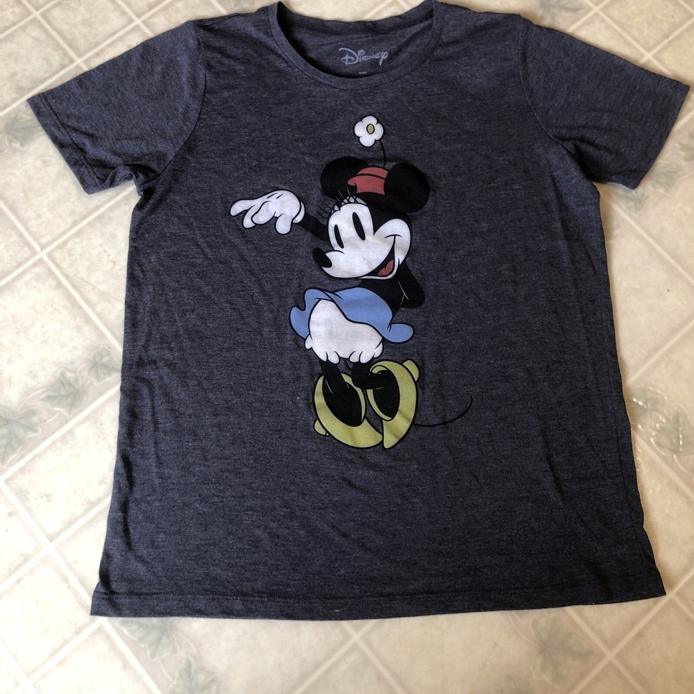 Disney Minnie Mouse Women's Medium T-Shirt Blue Short Sleeve ring Neck Tee